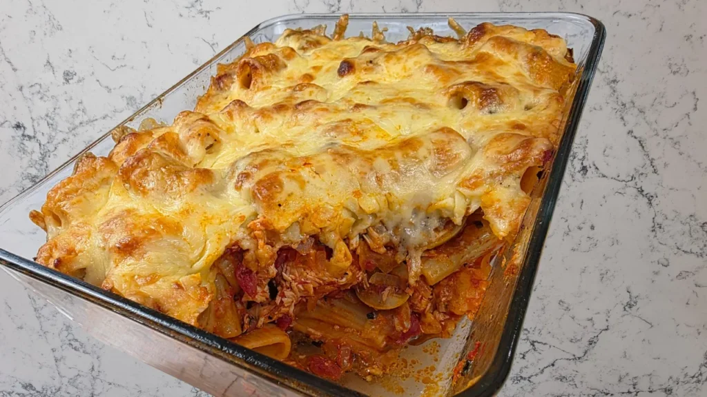 Pasta bake ready to eat