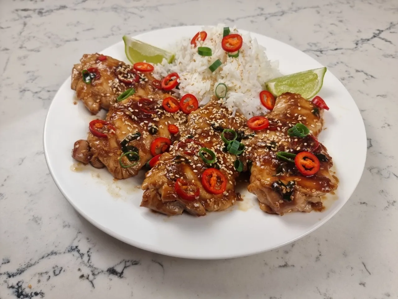 Ginger soy chicken fillets with rice
